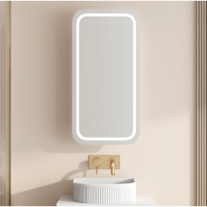 Athena 450 x 900mm LED Square Wall-Hung Shaving Cabinet - Single Door